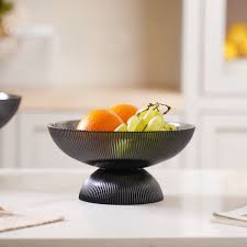 Ribbed Grey Fruit Bowl Small