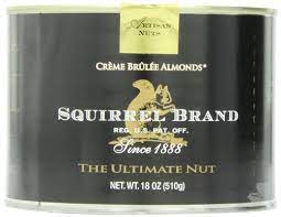 We start with the best california almonds and cover them in our special blend of delicately toasted coconut and candy coating and cover them in premium dark chocolate for a truly decadent treat. Squirrel Brand Nuts Creme Brulee Almonds 18 Ounce Cans Pack Of 2 By Squirrel Brand Amazon De Lebensmittel Getranke