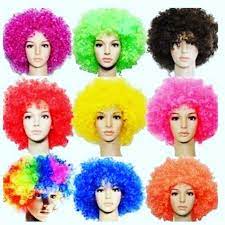 cheap rainbow colour football sports fan afro wigs soccer fans wig funny wigs clown party halloween costume wigs