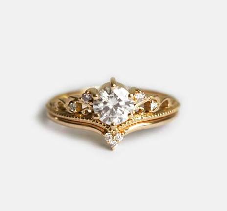 Bella 0.5 ct GIA Diamond Engagement 2 Ring Set – Vintage Bridal Set | Capucinne