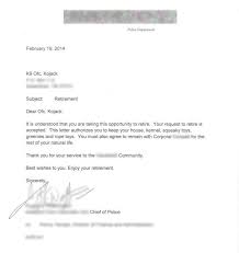 It needs to contain specific details like your retirement date and personal information. This Is The Adorable Resignation Letter A Police Dog Named Kojack Received On His Last Week Of Duty
