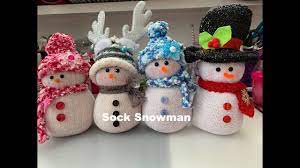 Sock Snowman 2 Ways Dollar Tree Diy Snowman Youtube Sock Snowman Craft Sock Snowman Diy Snowman Decorations