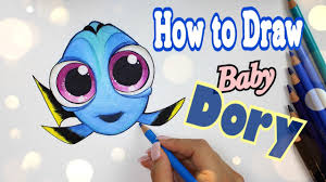 Start with a big circle near left side of the paper. How To Draw Baby Dory From Finding Dory 2016 Youtube