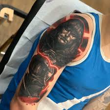 Sith tattoos are incredibly painful to have applied, as they often cover the entire body. My New Sith Tattoo Eventually Filling The Rest Of My Upper Arm With Maul And Ventress Also Gonna Do My Forearm With Some Jedi Starwarseu