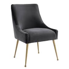 Beatrix Side Chair Dark Grey Brushed Gold Base In 2020 Side Chairs Dining Velvet Dining Chairs Side Chairs