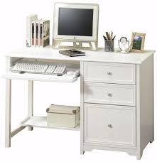 Above the desk, there's a low hutch with a shelf. Small Computer Desk With Drawers Ideas On Foter