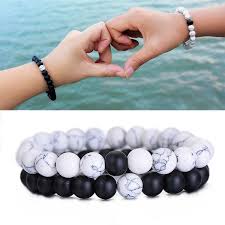 Black And White Bead Bracelet Meaning Couples Distance Bracelet Classic Natural Stone White And Black Beaded Bracelets Matching Couple Bracelets Couple Bracelets Beaded Bracelets