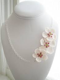 Pin By Billie Keren On Jewelry Fabric Flower Necklace Cherry Blossom Necklace Fabric Flowers