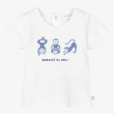 Carrément Beau - Boys White Monkeys T-Shirt | Childrensalon Outlet