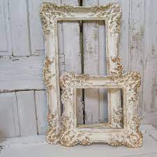 Handcrafted by our artisans from natural, sustainably managed wood. White Ivory Gold Painted Picture Frames Shabby By Anitasperodesign 380 00 Frame Shabby Shabby Chic Painting Shabby Chic Frames