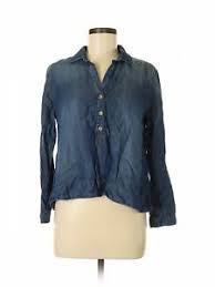 Details About Cloth Stone Women Blue Long Sleeve Button Down Shirt Sm Petite