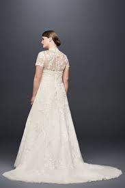Lace Appliqued Plus Size Wedding Dress And Topper David S Bridal Lace Wedding Dress Vintage Nontraditional Wedding Dress Short Wedding Dress Vintage
