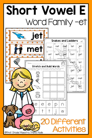 Short Vowel E Word Family Et Word Families Ccvc Words E Words