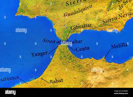 St Of Gibraltar On World Map Strait Of Gibraltar Map High Resolution Stock Photography And Images - Alamy