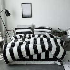 Black And White Striped Sheet Set Queen Find More Bedding Sets Information About Ivarose Black White Stripe Thick Fleece Fabric Queen Size Warm Winter Bedding Set Du Bed Sheets Bed Small Room Bedroom