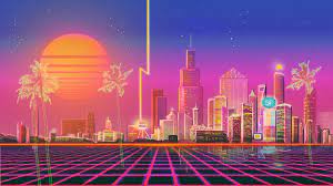 The Sun Music The City Style Background 80s Wallpaper Neon Illustration Desktop Wallpaper Art Neon Jungle Jungle Illustration