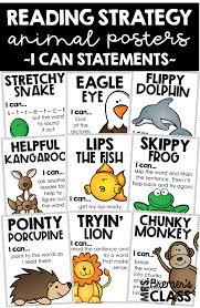 Reading Strategy I Can Statement Animal Posters Reading Strategies Posters Reading Strategies I Can Statements