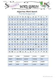 Adjectives Word Search Adjective Words Adjective Worksheet Adjectives