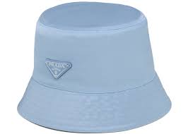 Prada nylon bucket hat pineapple yellow. Prada Nylon Bucket Hat Astral Blue In Nylon With Silver Tone