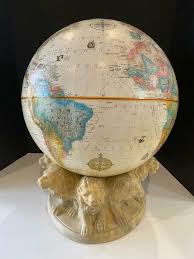 Replogle 16 Vtg Globe World Classic Series On Plaster Lion Display Base Video Horse Decor Classic Series Globe