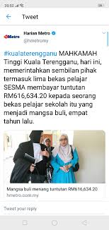 Jalan sultan mohamad, kuala terengganu. You Bully You Pay Student Bullied At Sms Sultan Mahmud Kuala Terengganu Gets Rm616 000 Weehingthong