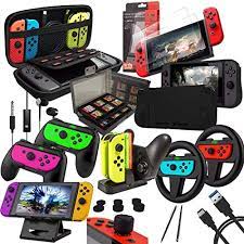 Switch Accessories Bundle - Orzly Geek Pack for Nintendo Switch: Case &  Screen Protector, Joycon Grips & Racing Wheels, Switch Controller Charge  Dock, Comfort Grip Case & More (JetBlack): Buy Online at