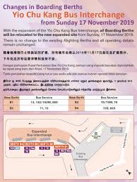Map of the mrt stations in singapore. Changes In Boarding Berths At Yio Chu Kang Expanded Bus Interchange Sbstransit