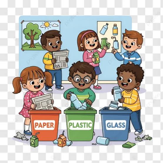 Grupo Diverso De Niños Felices Clasificando Materiales ...