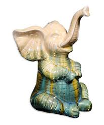 Home Essentials And Beyond Teal White Sitting Elephant Statue Zulily Elephant Statue Statue Elephant