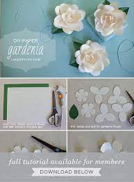 Small Gardenia Paper Flower Template Mykinglist Com Paper Flower Tutorial Paper Flower Bouquet Paper Flower Template