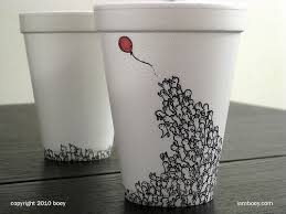 Sharpie Art On Styrofoam Cups Love Coffee Cup Art Coffee Cup Drawing Sharpie Art