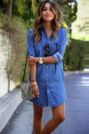 Blue Front Pocket Denim Shirt Dress Mini Shirt Dress Denim Fashion Denim Women
