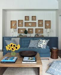 Blue Couch Natural Textures Beadboard Walls Cottage Living Rooms Beachy Living Room Interior