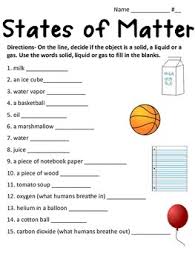 The Objective Of This Worksheet Is For Students To Identify Whether The 15 Examples Given Are A S Matter Worksheets States Of Matter Worksheet States Of Matter