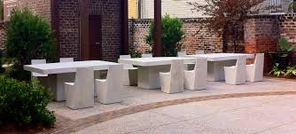 Lightweight Concrete Furniture Slab Tables And Stone Dining Chairs Installation At My Alma Mater Sava Concrete Furniture Outdoor Furniture Sets Outdoor Decor