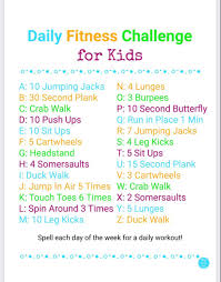 Daily Fitness Challenge For Kids In 2020 Physical Activities For Kids Fitness Games For Kids Exercise For Kids