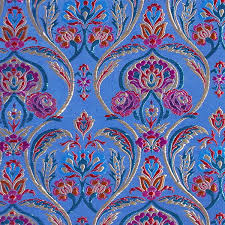 Made in burslem, staffordshire, england. Floral Folklore Brocade Carnival Fabric Royal Blue Jacquardfavorable Buying At Our Shop