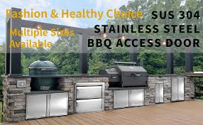 Outdoor kitchen cabinets stainless steel. Amazon Com Minneer Outdoor Kitchen Door 17x24 Inch Double Wall Bbq Access Door 304 All Brushed Stainless Steel Double Bbq Door For Bbq Island Outside Cabinet Barbecue Grill Outdoor Kitchen Patio