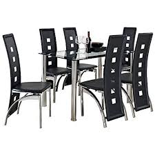 Crazy Sale Glass Square Dining Room Table Set And 6 Chairs Faux Leather Furniture Black By Dymio Dining Room Table Set Furniture Square Dining Room Table