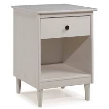 The nightstand is offered in four choices of colors: Walker Edison Modern 1 Drawer Nightstand White Lwr1dnswh Rona