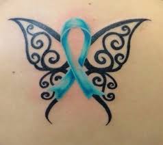 Beautiful cancer ribbon tattoo by pierce of art tattoo studio chesterfield. Ovarian Cancer Ribbon Tattoo