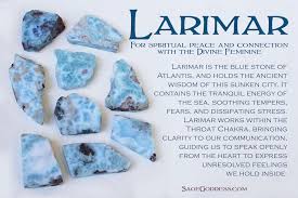 Larimar Is The Blue Stone Of Atlantis And As Such It Holds The Ancient Wisdom Of This Sunken C Crystal Healing Stones Crystals And Gemstones Energy Crystals