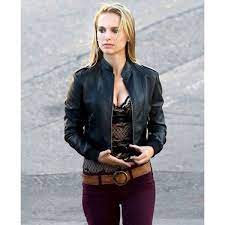 Natalie Portman Rhonda Song To Song Black Cropped Leather Jacket Natalie Portman Natalie Celebrities Female