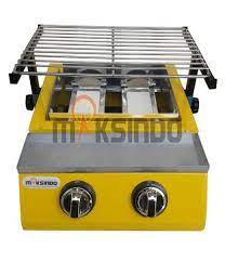 Gas roaster | alat panggangan sosis. Mesin Pemanggang Sate Bbq 2 Tungku Gas Maksindo