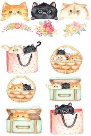 Watercolor Cat Clipart Kitten Clipart Cute Cat Clipart Cats Etsy Watercolor Cat Cat Clipart Cute Cat Illustration