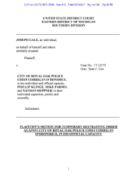 Oct 19, 2017 · in order for you to obtain a harassment restraining order in michigan, you must also show that the person has made several intrusive acts against you through words or gestures. Fillable Online Motion For Temporary Restraining Order Department Of Justice Fax Email Print Pdffiller