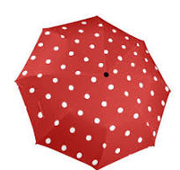 Red Polka Dot Umbrella, White Golf Semi-Automatic Sun Beach Rain Parasol  Large Compact Travel Windproof Designer Luxury Folding - One Size