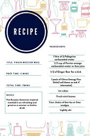 Virgin Moscow Mule Recipe Cards Template Recipe Cards Printable Recipe Cards