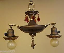 Vintage Lights Set Of Three 1920s Pan Fixtures Original Stencils Ebay