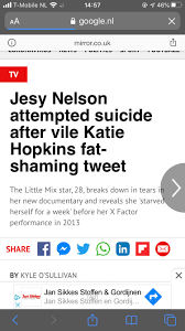 When jesy nelson rose to fame with pop band little mix, she was abused online for being 'the fat one'. Katie Hopkins Jesy Nelson Tweet